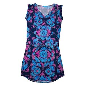 Tori Richard Honolulu Floral Mandala Dress Womens XS Drawstring Waist Sleeveless